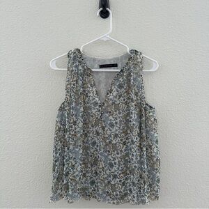 *Unavailable* Zara Flowy Floral Print Blouse Pleated V-Neck Boho Top Extra Small